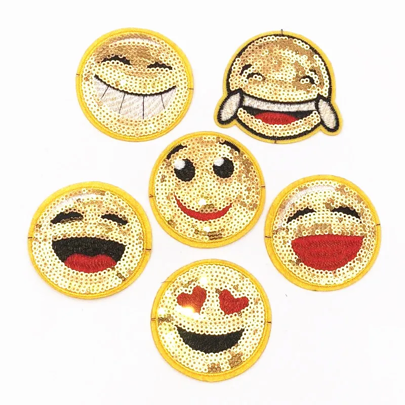 

2PCS/bag Smiling expression smiley face Patch Patch Embroidery Flower Patch Clothes Patch Embroidery T-shirt Cowboy embroidered