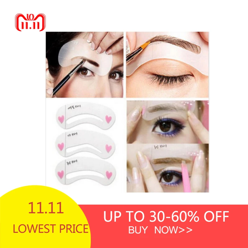 

3 Styles Grooming Brow Painted Model Stencil Kit Shaping DIY Beauty Eyebrow Stencil Make Up Eyebrows Styling Tool