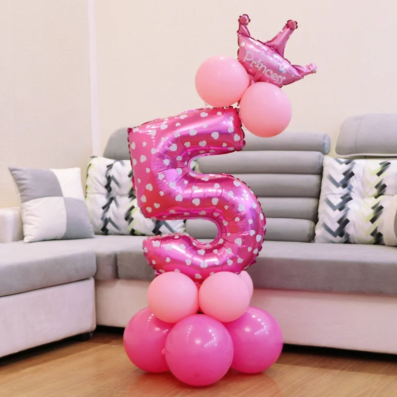 Первый день рождения для мальчиков и девочек вечерние розовое золото воздушный шар для колонны с днем рождения украшения мой один год 1-й день рождения поставки для детей и взрослых - Цвет: pink 5