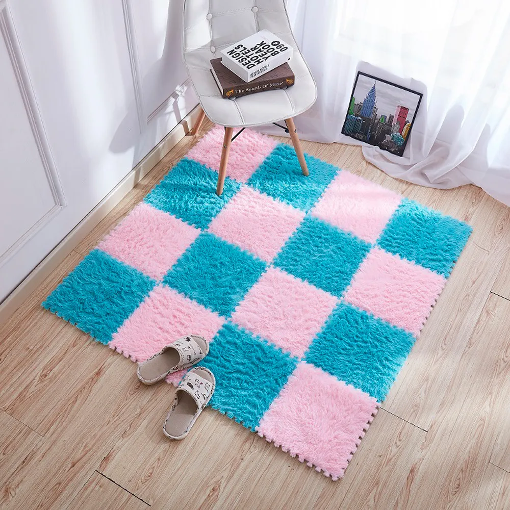 

30x30cm Living room/bedroom Carpet Patchwork Rug Kids Carpet Foam Puzzle Mat EVA Long Fluff Baby Eco Floor alfombra tappeto