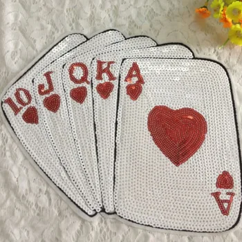 

20pcs Cards Jacket Iron On Glitter Patches Embroidered Sequined Patch For Clothing Badge Garment Appliques Patchwork Dress DIY