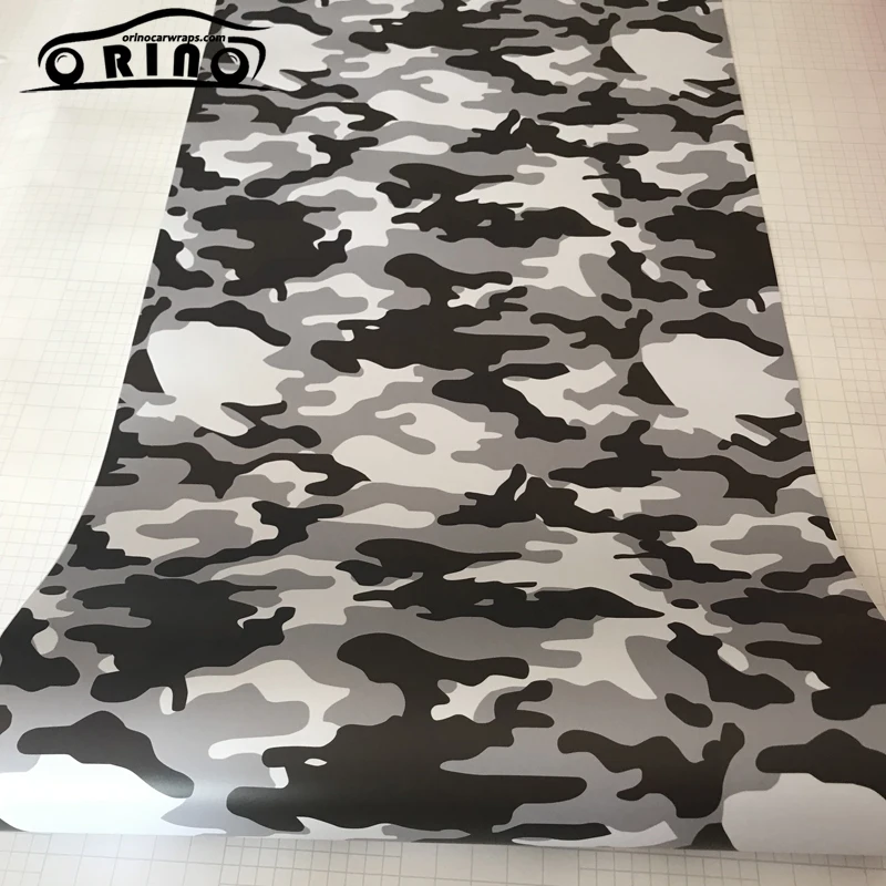 Military Black White Grey Camouflage Vinyl Film-2