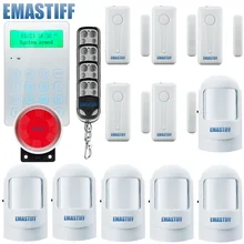 Голосовые подсказки беспроводной датчик двери домашней безопасности GSM сигнализация системы TFT дисплей проводной сирена комплект SIM SMS сигнализация металлический пульт дистанционного управления