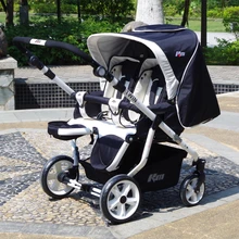 Twin stroller two-way double trolley buggies can sit lying high landscape suspension