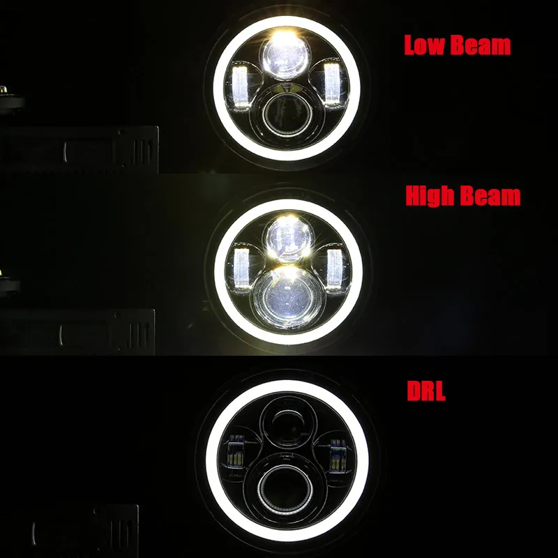 2Psc 7 дюймовый светодиодный фар H4(Подол короче спереди и длиннее сзади) с Halo Ангельские глазки для Lada 4x4 urban Niva Jeep JK Land rover defender Hummer