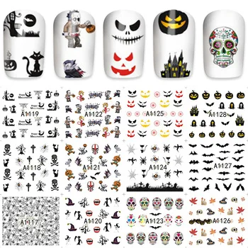 ZKO 12 / Skull / Cat / Maple / Bat Multi-Pattern Art Nail Sticker Transfer Sticker A1117-1128