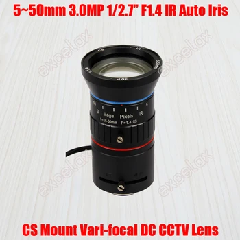

3MP 1/2.7" 5-50mm F1.4 IR CS Mount DC Auto Iris Varifocal CCTV Lens for 960P 1.3MP 1080P 2 Megapixel Analog IP Box Body Camera