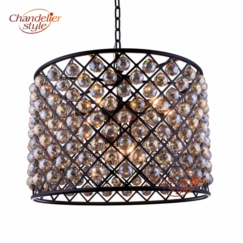 

Vintage Cognac Crystal Chandelier Lighting Fixture Modern Cristal Chandeliers Hanging Light for Living Dining Room Decoration