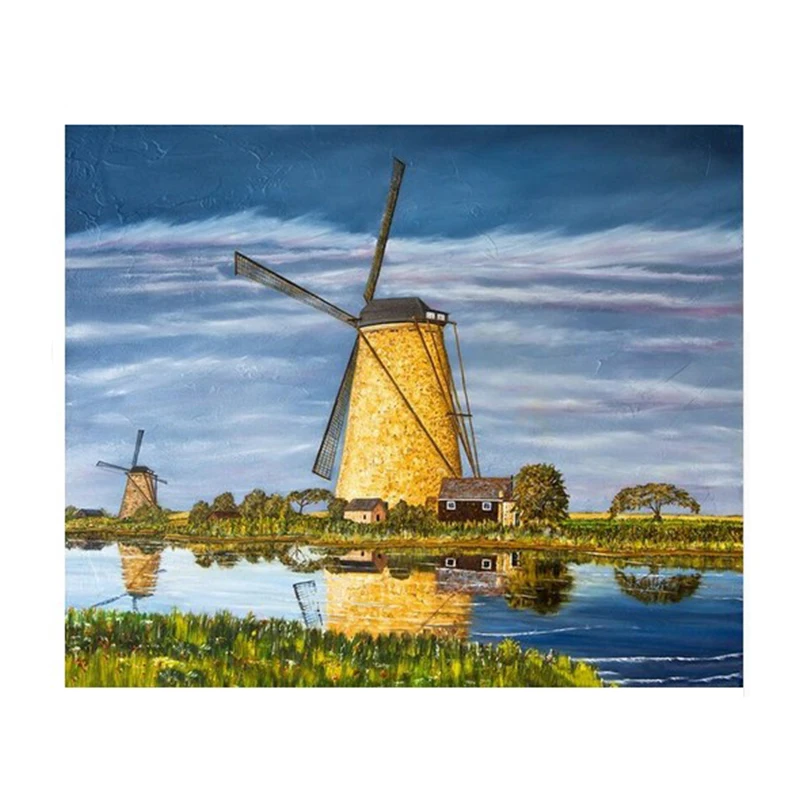 

Dutch windmill Hand Made Paint High Quality Canvas Beautiful Painting By Numbers Surprise Gift Great Accomplishment