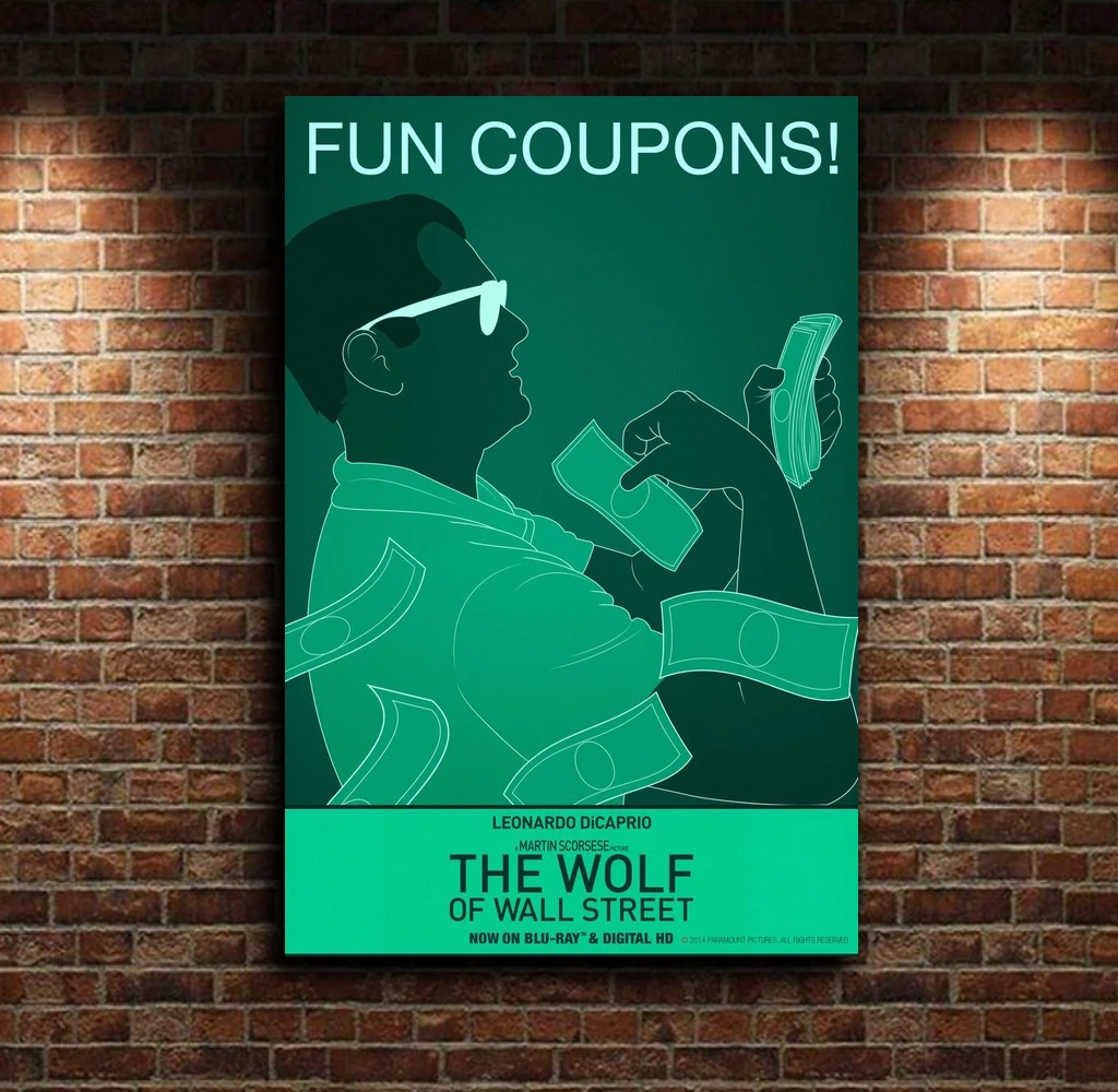 The Wolf Of Wall Street Fun Coupons ! Artwork Movie Poster Movie Canvas  Poster Wall Art Print Kids Decor Home Decor