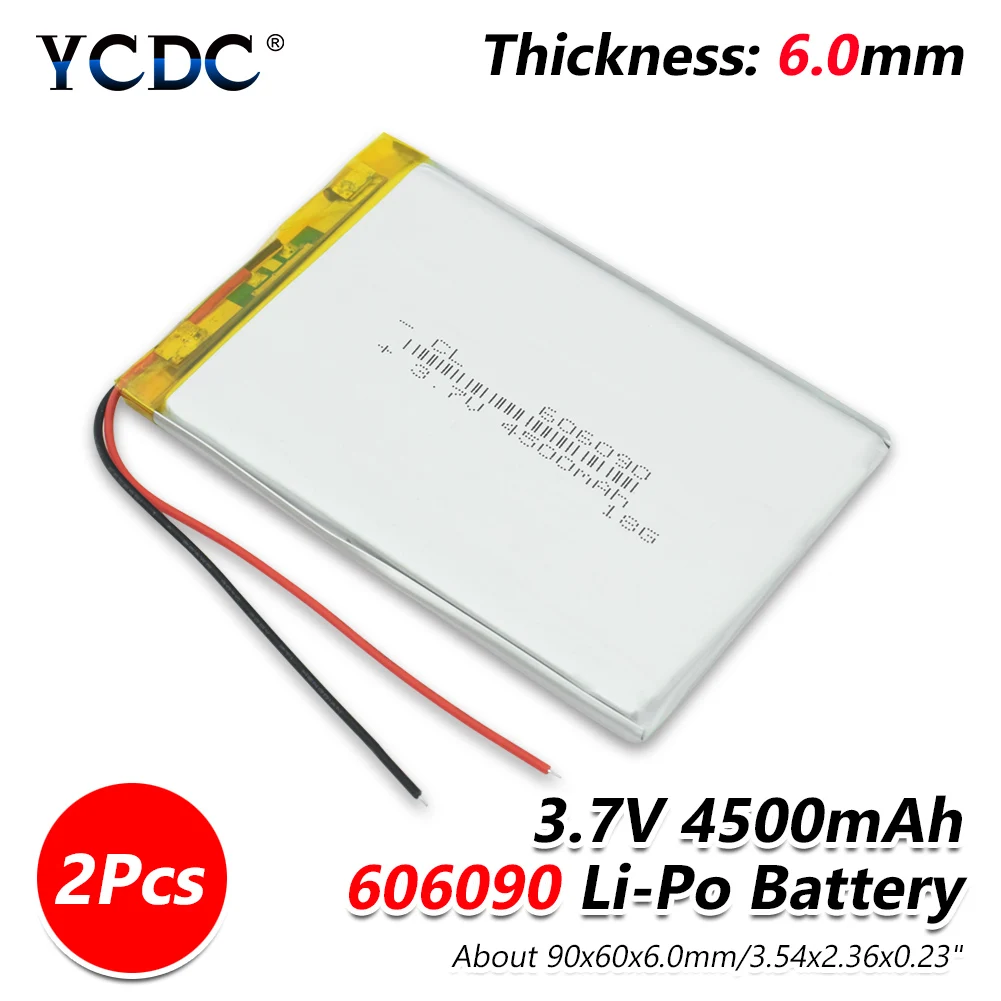 Замена литий-полимерный 3,7 V 4500mAh Li-Po аккумулятор 606090 батареи для MP5 планшетных ПК DVD gps MID - Цвет: 2x Battery