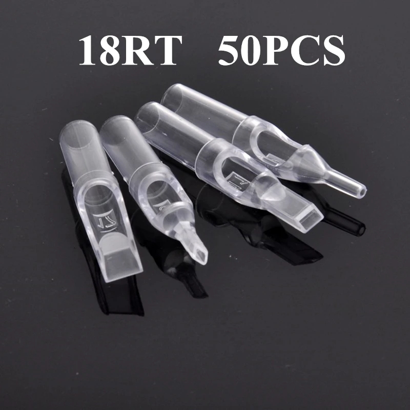 18RT 50 шт./лот круглый наконечник одноразовые татуировки Советы прозрачный Цвет для игла для татуировочного пистолета Круглый Советы Предварительно стерилизованные