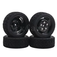 Mxfans Black Plastic Wheel Rims L Shape Rubber Tyres for RC 1 10 On Road Racing