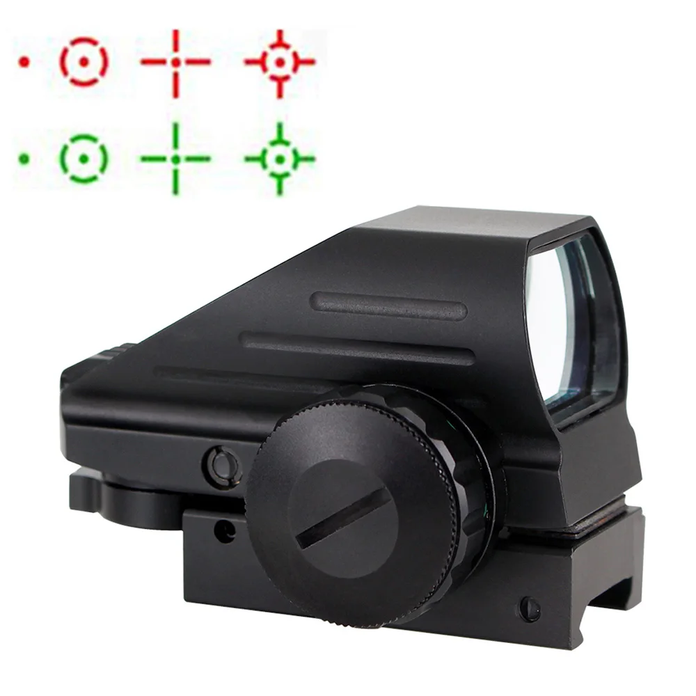 

New Tactical Reflex Red/Green Laser Rail Mount 20mm 4 Reticle Projected Dot Sight Scope Rifle Sight Hunting Crossbow M0049B