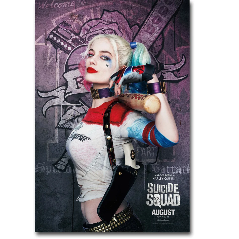 Suicide Squad Superheroes Movie Silk Canvas Poster Print Harley Quinn Joker