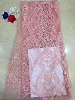 

Pink Color 5 Yards Cotton Cord African Lace Fabric High Quality Royal Blue Lace Nigerian Lace Fabric High Quality 5yards D72