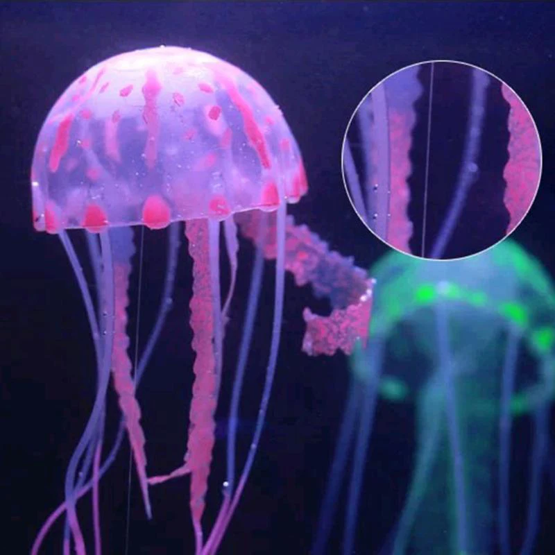 1PC Silicone Fish Simulation Artificial Jellyfish Glowing Ornaments Fish Tank Aquarium Decoration odorless Aquarium Accessories 4