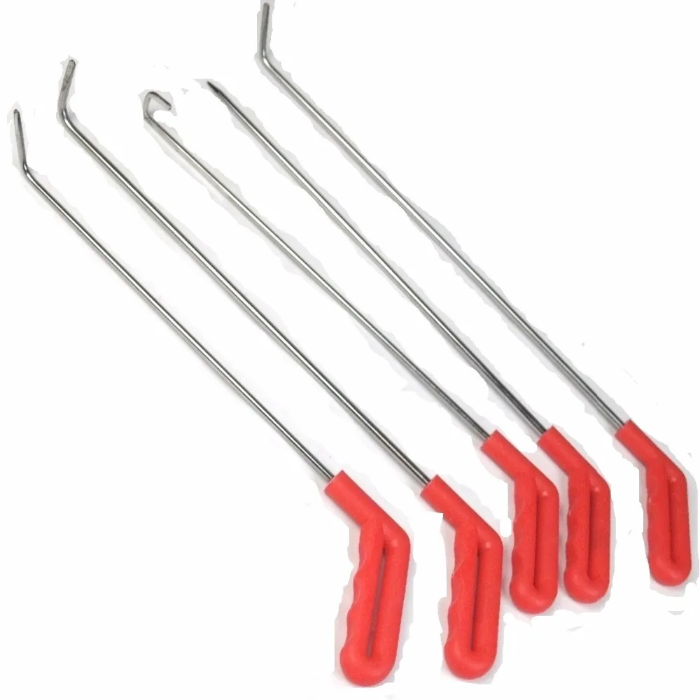 5 Red Handle PDR Hook Tool Dent Removal Paintless Dent Repair Spring