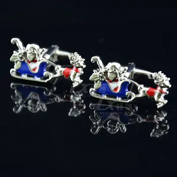

WholeSale 10Pairs/lot Christmas Series Cufflinks christmas cufflinks Santa sleigh gift ideas Free Shipment