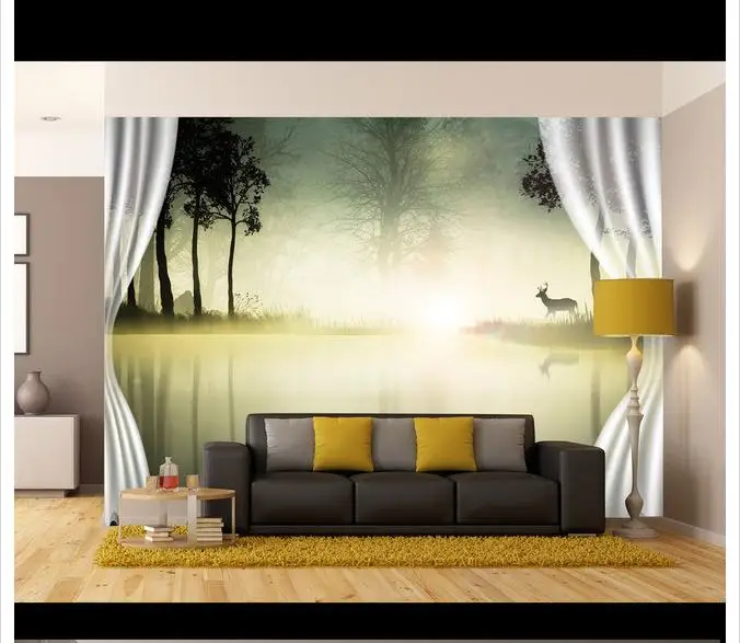 Kopen Aangepaste foto wallpaper 3d muurschilderingen behang Alleen mooi landschap muurschilderingen landschap gordijn muur in de achtergrond behang