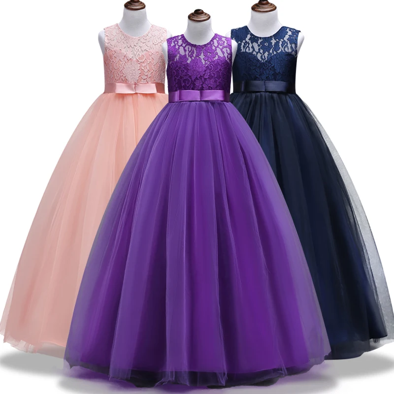 

Lace Patchwork Girls Dresses Princess Toddler Baby Kids Clothes Teenage Girl Dress 4-14 Years Birthday Long Clothing