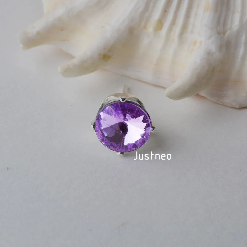 Сережка гвоздик Snaptite из твердого серебра пост. Тока 4 зубца для круглых камней и