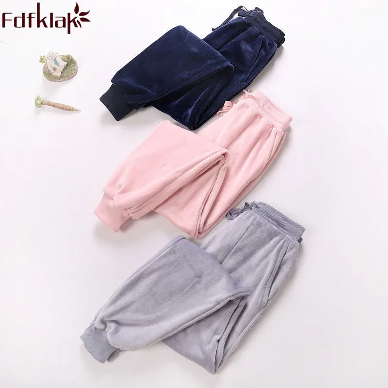 Новинка 2020 домашние штаны Fdfklak для женщин зимняя Фланелевая пижама брюки женские - Фото №1