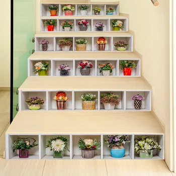 

Creative 3D Fresh Potted Decorative Stair Stickers Funny Plants Art Wall Stickers for Kids Rooms Living Room Home Decor FS071