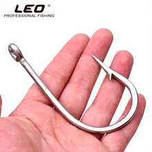 LEO 2 шт. рыболовный крючок для большой рыбы, рыболовные крючки из нержавеющей стали, Акула, тунец, Tarpon Florida Fly Jig Cod, рыболовный продукт