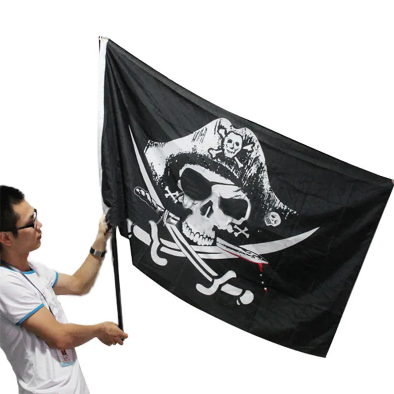 

90*150cm Huge 3x5 Feet Skull and Cross Crossbones Sabres Swords Jolly Roger Pirate USA Flags With Grommets Decoration Rainbow