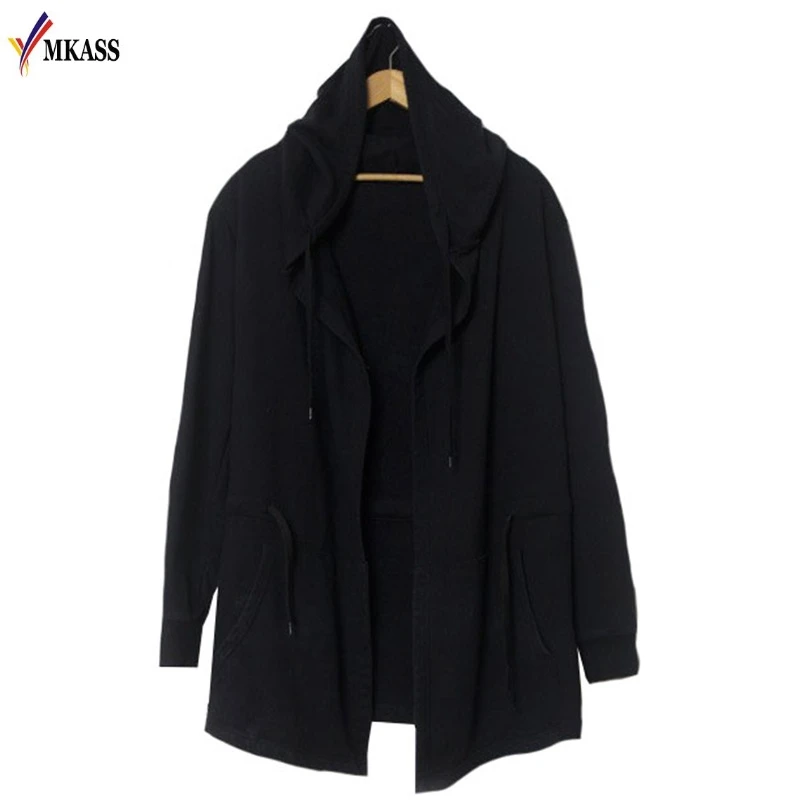 Hoodie Mens Black Cloak Cape Hooded Men Long Hoodies Cardigan Poncho Coat Wizard Magician Party Wear Plus Size 5XL