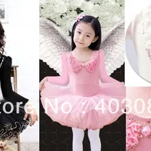 И розничная, детская балетная пачка розового цвета с длинными рукавами для детей от 5 до 9 лет Детское танцевальное платье-пачка танцевальное платье Размер: L-4XL