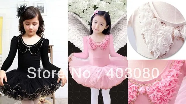 

Wholesale & retail 5 - 9 years pink Long sleeve Children ballet skirt,kid tutu dance dress,dancing dress Size:L-4XL