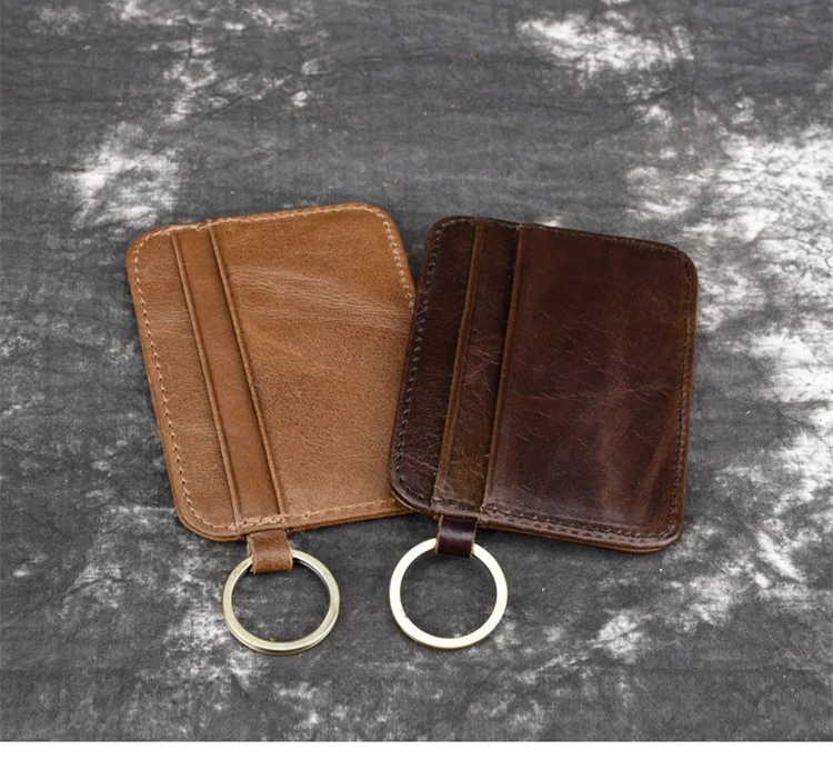 Брелок для ключей из натуральной кожи тонкий чехол для карт для мужчин s Передний карман держатель для карт кошелек Тонкий кошелек для мужчин мини карман для монет