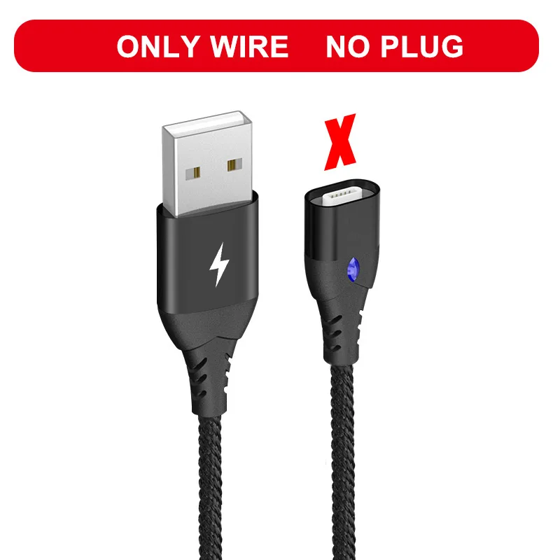 Oppselve светодиодный магнитный usb-кабель, магнитный штекер и кабель USB type C и кабель Micro usb и кабель USB для iPhone XS Max XR X 8 7 6 Plus - Цвет: Only Cable No Plug
