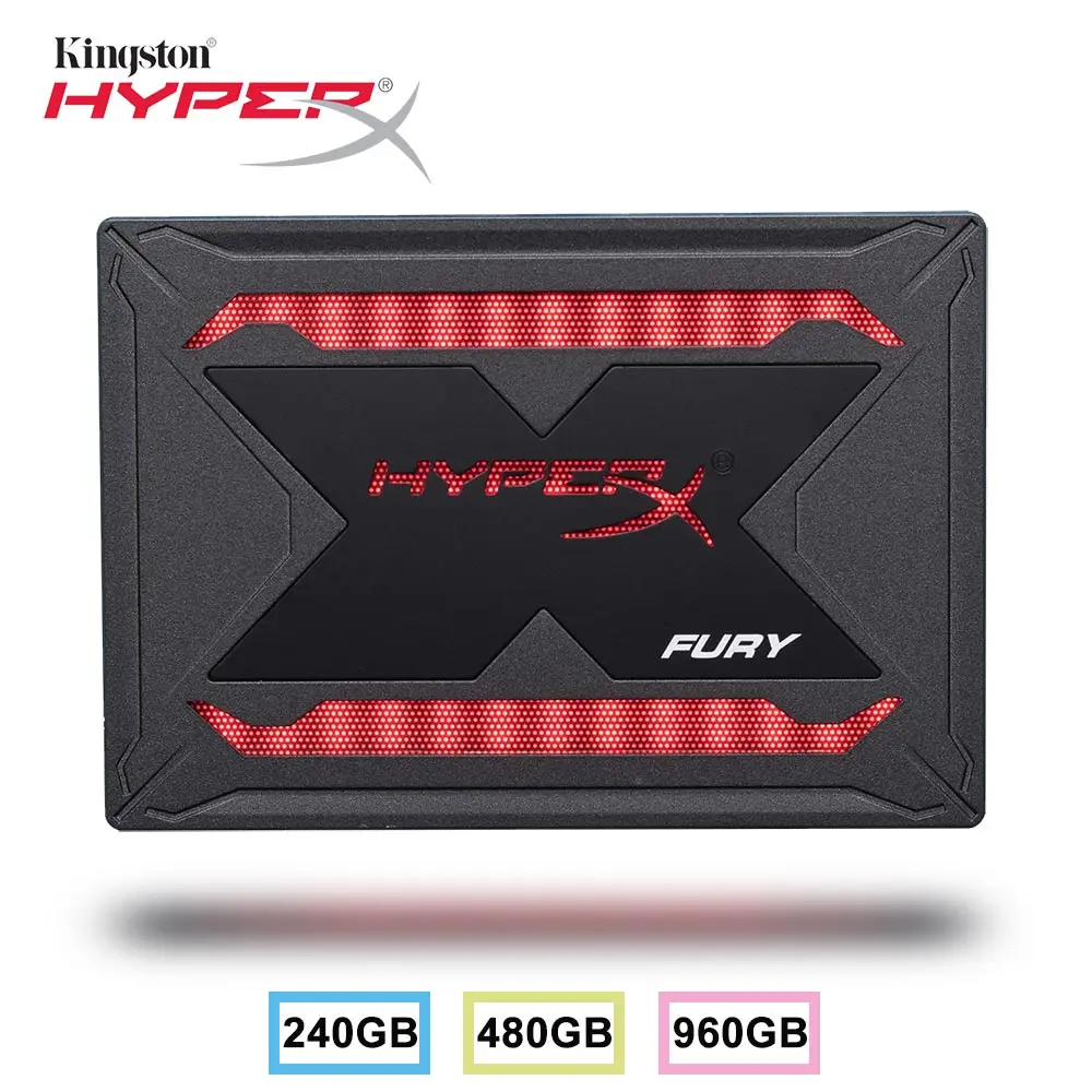 

HyperX Fury RGB SSD 240GB 480GB 960GB SATA 3 2.5" Solid State Drive PCIe 3.0 Black Case with Multi-Color RGB SHFR200 Gaming HDD