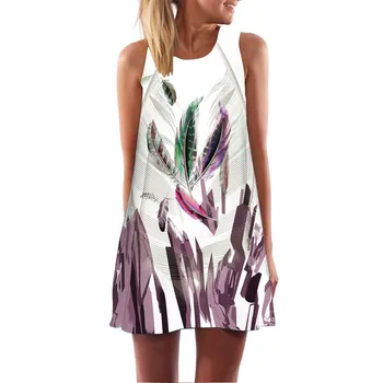 

Vintage Boho bodycon dress Women Loose Summer Sleeveless 3D Floral Print Bohe Tank Mini Dress vestido longo dress