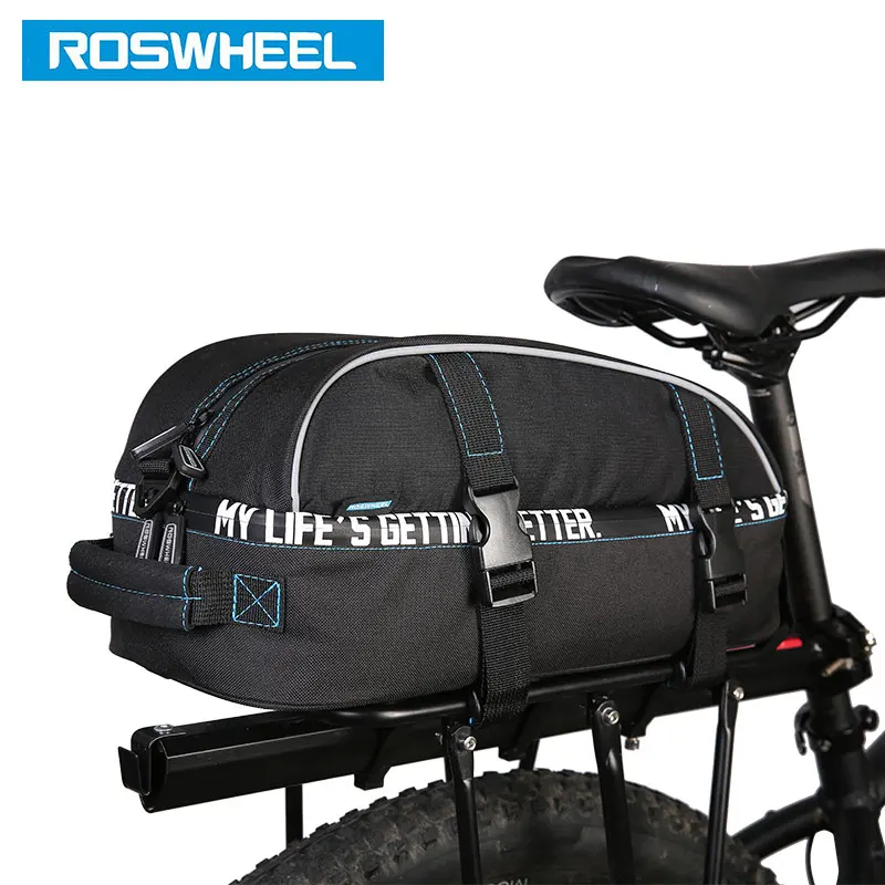 Excellent ROSWHEEL New Bicycle Carrier Bag 8L Rack Trunk Double Layer Bike Luggage Pannier Cycling Storage Handbag Shoulder Strip 141416 3