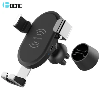 DCAE Metal Car Mount Qi Wireless Charger For iPhone X 8 Fast Wirless Charging Car Phone Holder Stand For Samsung Note 9 8 S9 S8