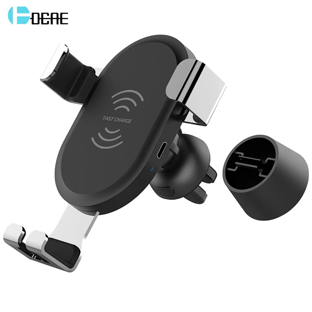 

DCAE Metal Car Mount Qi Wireless Charger For iPhone XS Max XR X 8 Fast Charging Car Phone Holder Stand For Samsung Note 9 S9 S8