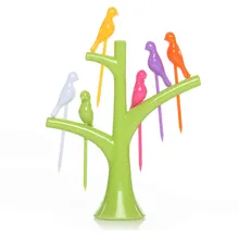 2017 Creative Kitchen Dining Flatware Salad Forks Bird Fruit Snack Dessert Forks Tree Shape Holder Rack Party Home Decoration