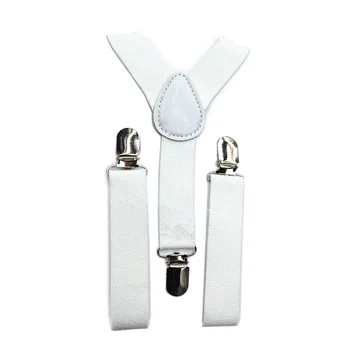 

Kids Boys Girls Y-Back Suspender Elastic Adjustable Clip-On Braces White