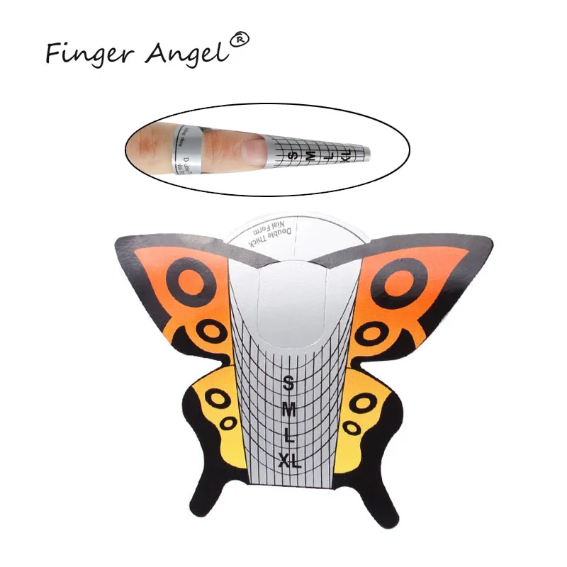 

Finger Angel50/100/500PCS Nail Forms Tips Nail Art DIY Tool Paper Curve Butterfly Chablon Nails Gel UV Extension French Manicure