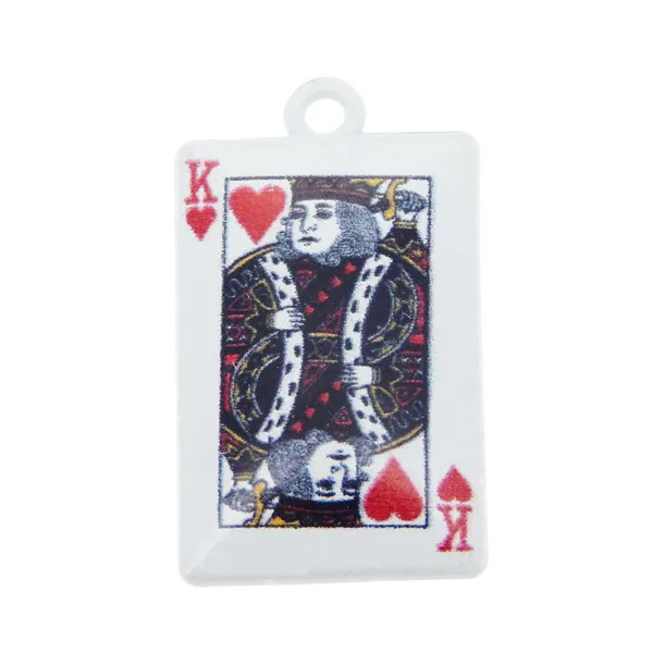 10 шт. подвеска-открытка King queen Poker, покрытая молочно-белым цинковым сплавом, маленький Шарм, DIY уникальные индивидуальные Подвески King queen Poker DIY - Окраска металла: 10pcs Red heart K