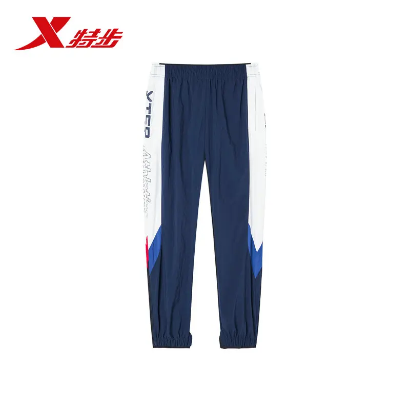 Xtep мужские спортивные штаны, летние новые Тканые штаны для бега, трендовые популярные цветные мужские брюки, дышащие повседневные штаны 881329A39243 - Цвет: blue