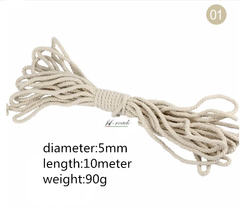 Бежевая хлопковая веревка 5 мм-20 мм хлопок толстые шнуры для декоративных аксессуаров ручной работы - Цвет: 5mm