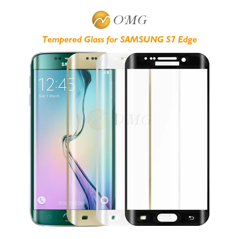 OMG 9H 0,3 мм 3D полное покрытие закаленное стекло протектор экрана для samsung Galaxy S7 Edge S7edge изогнутый золотой черный белый