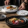 1PCS 6/8/10inch Tableware Luxury Gold Edges Marble Dinner Plate Unique Matte Black And White Dinnerware Kitchen Plate Wholesale ► Photo 2/6