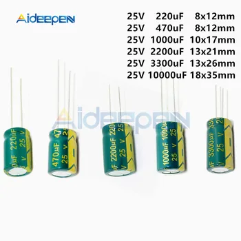 

100pcs/Pack 25V 220uF 470uF 1000uF 2200uF 3300uF 10000uF Electrolytic Aluminum Capacitors