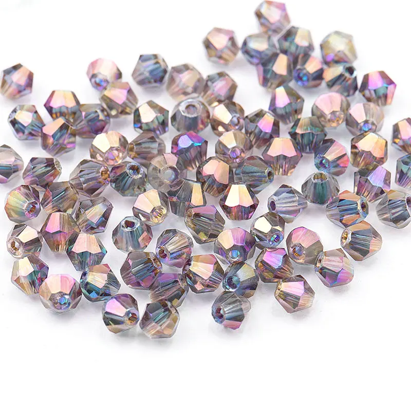 4mm shiny metal color bicone beads 5238 glass Beads half plated color Beads crystal jewelry beads for Jewelry Making 120pcs/lot